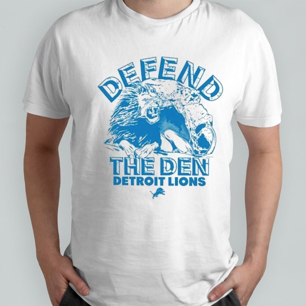 Defend The Den Detroit Lions Football Graphic T-Shirt NFL Fan Game Day Casual 91